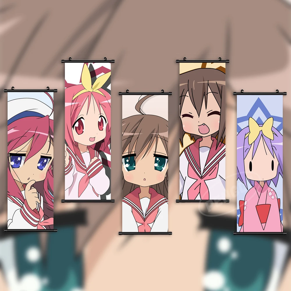 

Canvas Home Decor Lucky Star Poster Print Hiiragi Tsukasa Pictures Wall Art Anime Scroll Takara Miyuki Hanging Painting Bedroom
