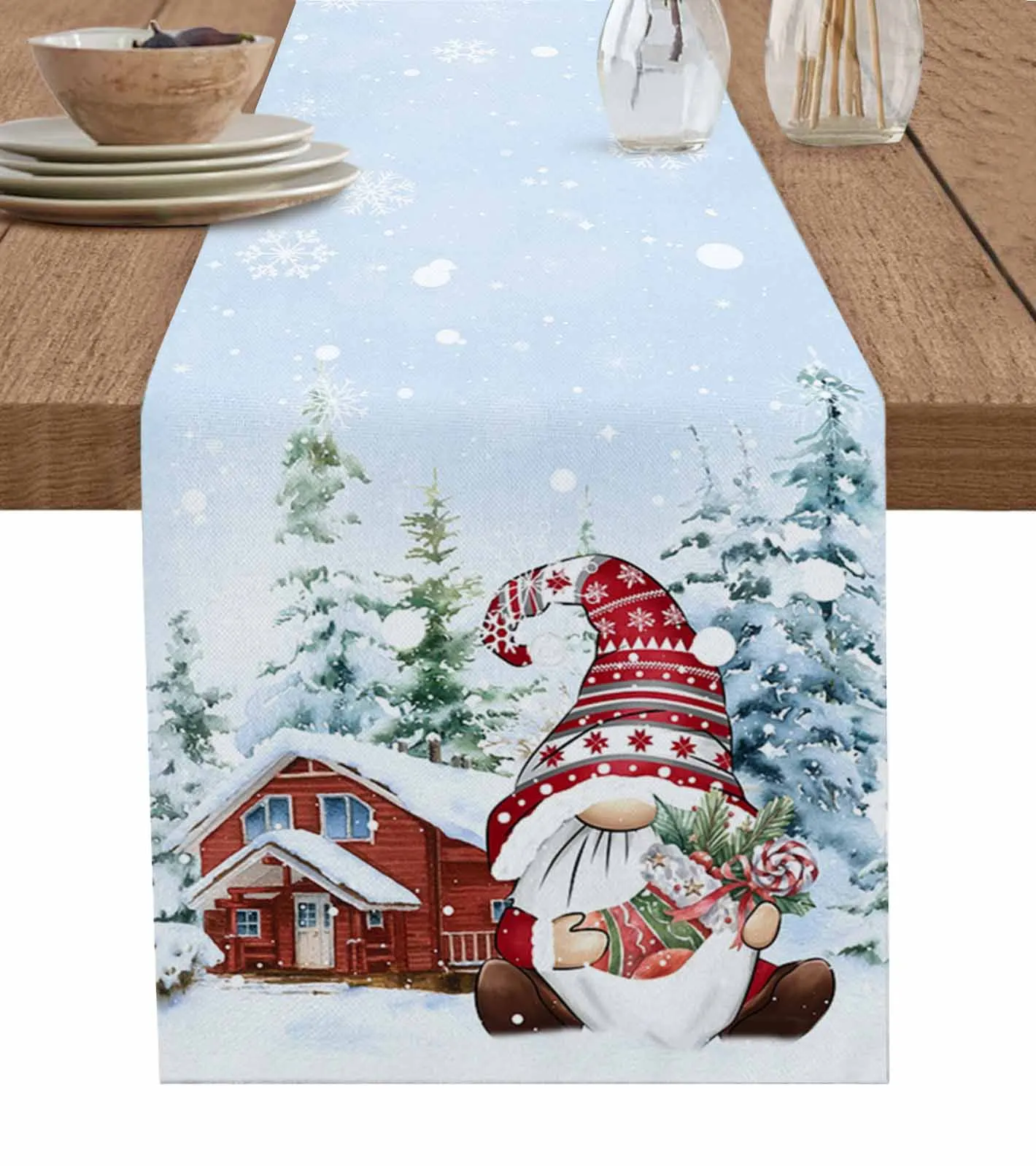 Fiocchi Di Neve Di Natale Snow Farm Gnomi Runner Da Tavola Decorazioni Per Matrimoni Runner Da Tavola Decorazioni Per La Tavola Da Pranzo Di Natale To