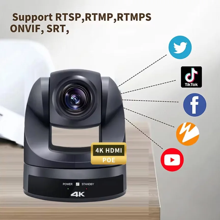 4K 20X Optical Zoom PTZ Camera Church Live Streaming HDMI IP Webcam USB Video Conference Camera Broadcast Influencer POE