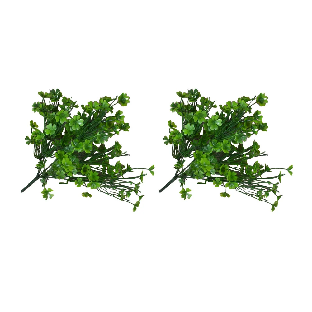 

2 Pcs Decorative Flower Fake Planta Simulated Decorations Four Leaf Faux for Party Plastic St Patrick's Day Decors