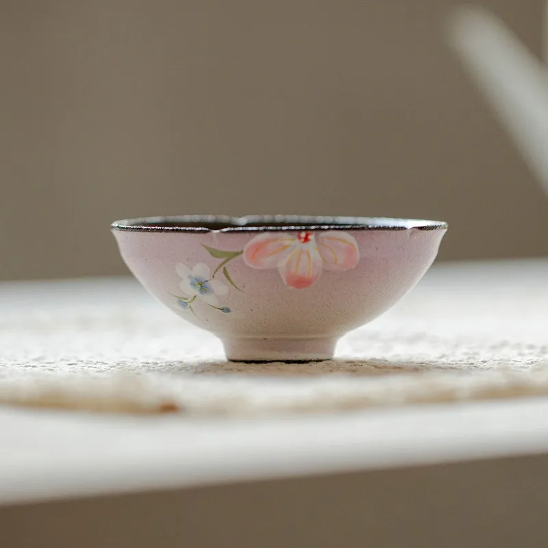 Powder Yin Hand-painted Winter Jasmine Teacup Retro Tea Bowl Mug Tea-tasting Personal Cup Chazhan Master Cups Craft 55ml