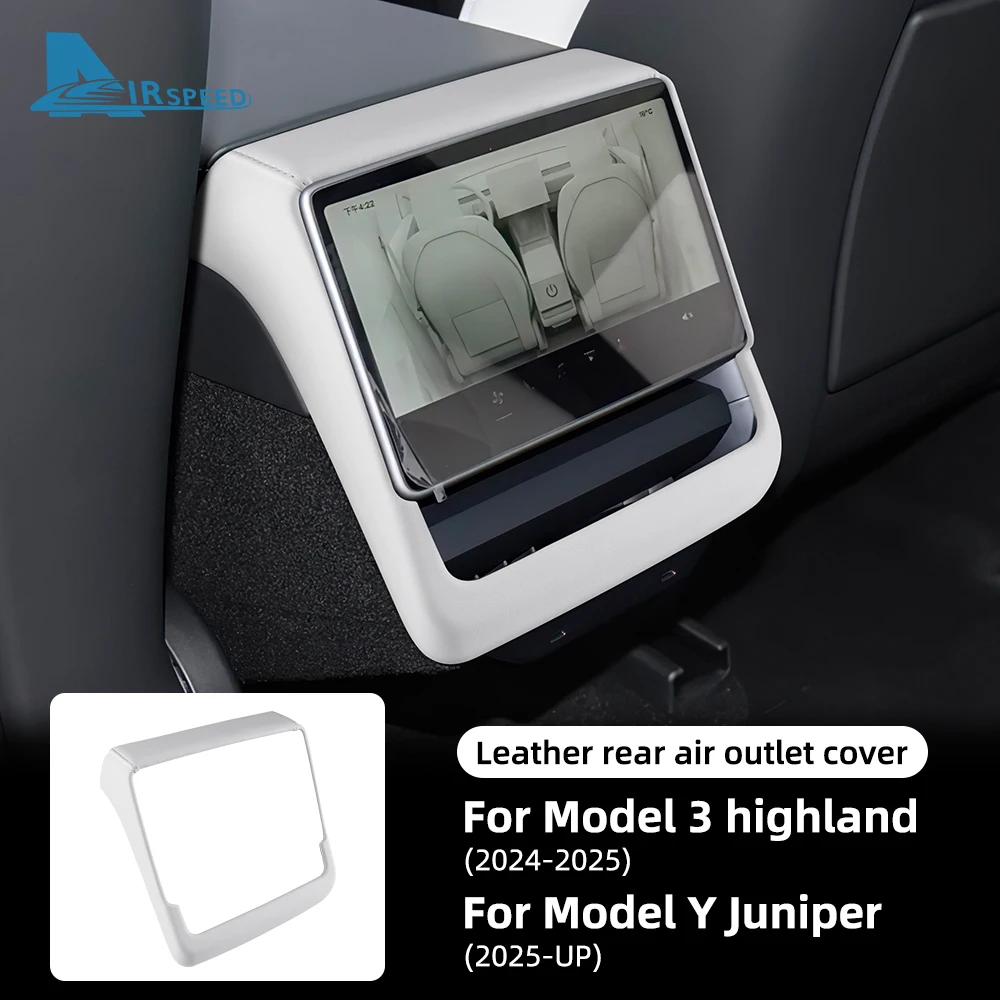 Housse de protection en ABS pour cadre d'écran arrière en cuir pour Tesla Model Y Juniper (lancement 2025, 2026, 2027 et modèles ultérieurs) et Model 3 Highland (à partir de 2024)