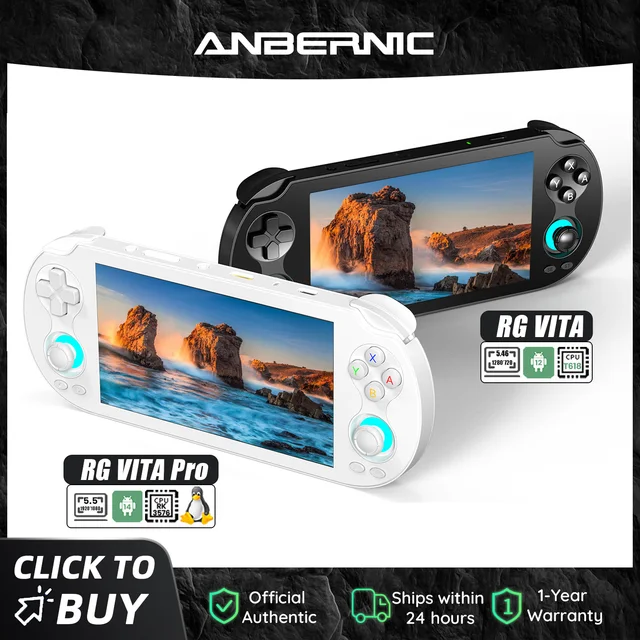Console de jeu portable Anbernic RG VITA & RG VITA Pro 64 bits, Android, grand angle, joystick 3D Hall, 5000 mAh, lecteur de jeux vidéo 1