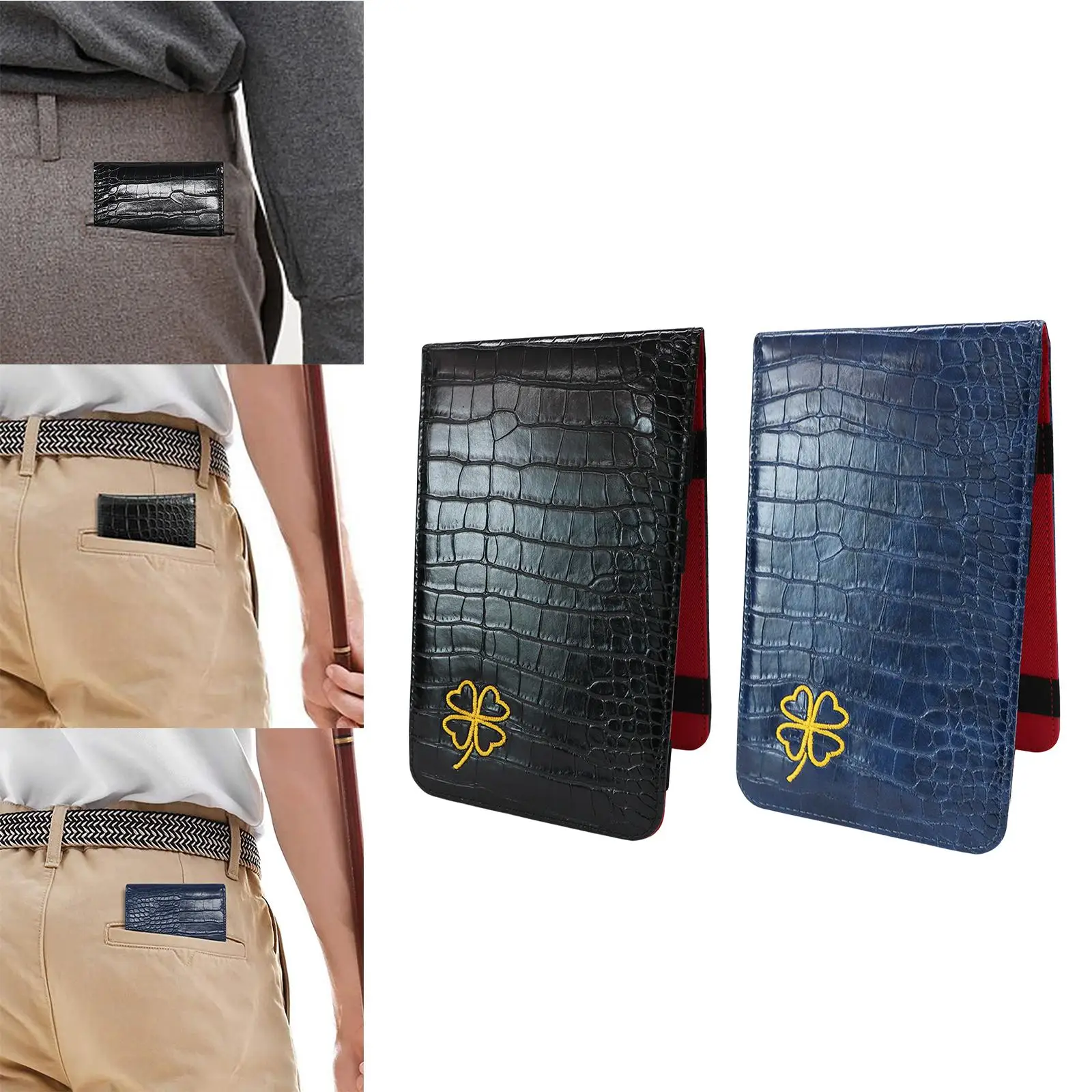 Yardage Book Cover Golf Score Cards Wallet with Pencil Loop with Elastic Bands Golf Scorecard Holder for Golfer Family Birthdays 4