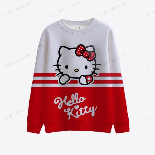 thumbnail image 1 of Sudadera con cuello redondo y manga larga con estampado de Hello Kitty para mujer, ropa de otoño, estilo informal, con dibujos animados, estilo japonés, 1 of 5