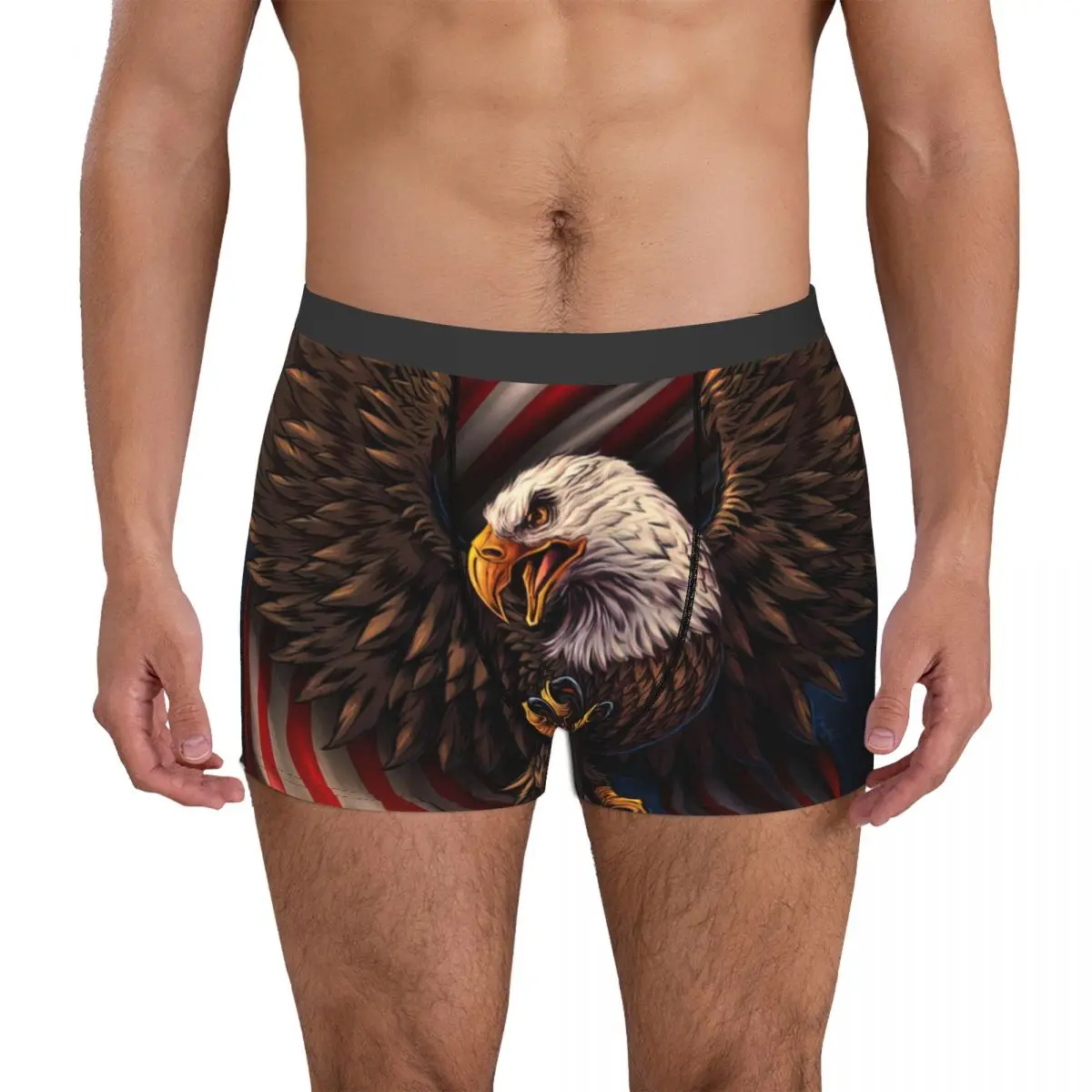 

Eagle And Flag Underpants Breathbale Panties Male Underwear Print Shorts Boxer Briefs