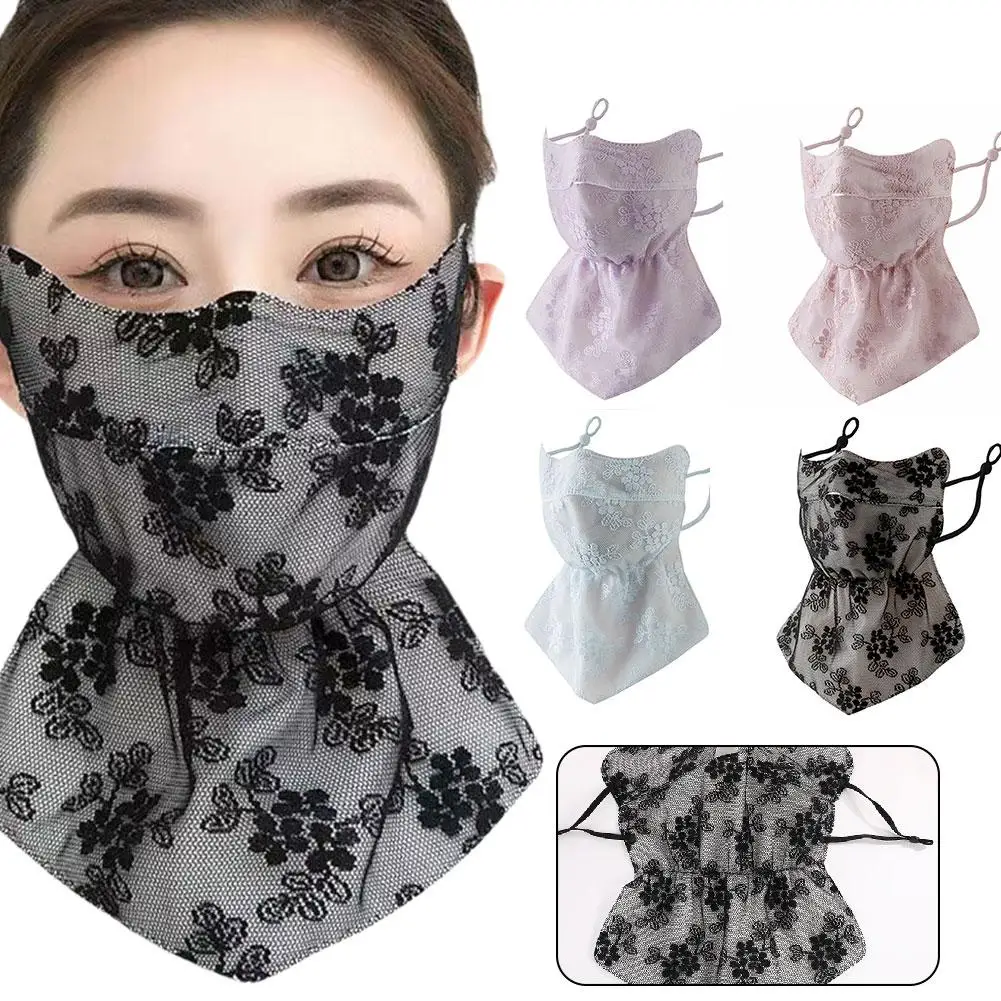 Quick Drying Ice Silk Mask Flower Pattern Ear Hanging Sunscreen Mask UV Protection Neck Wrap Bandana Scarf Sun Blocking,face mask disposable face mask cotton face mask