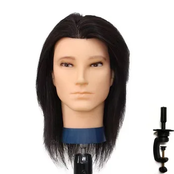 Testa di Manichino per Barbiere con Capelli 100% Umani per Pratica di Styling, Testa di Manichino per Uomo