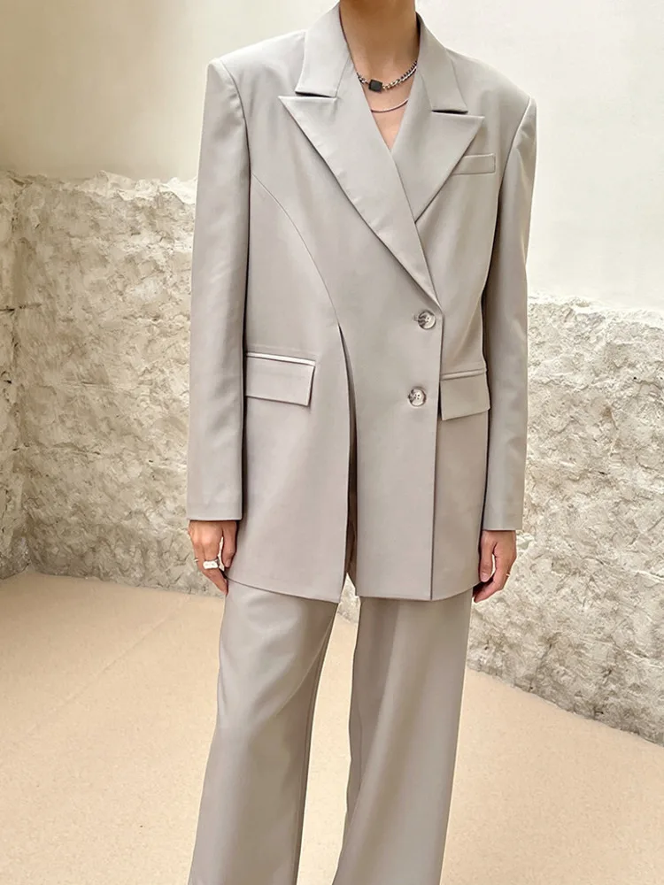 BZVW Designer Fashion Split Blazer For Women Coat 2023 New Trend Long Sleeve Solid Color Temperament Versatile Blazers 7AB368