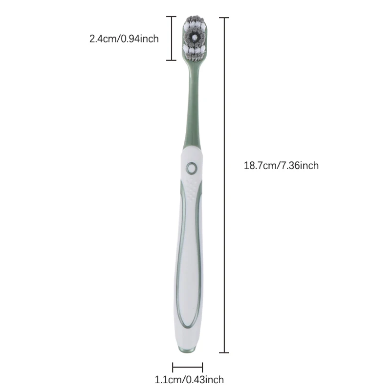 1개 칫솔 치아 미백 초강력 브러시 크로스형 혀 플라크 박테리아 얼룩 제거 치과 구강 관리
