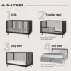 Convertible Crib Dresser Set Pine Wood 4-in-1 Toddler Full Size Bed Nursery Furniture Solid Non-Toxic Finishes 4