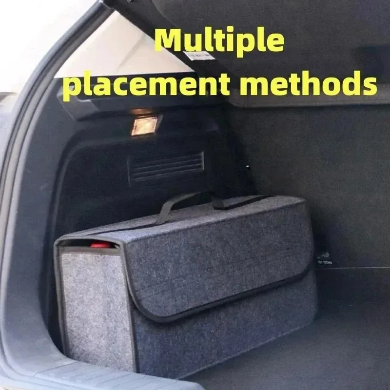 Soft Felt Car Trunk Organizer with Anti-Slip Compartments - Large Capacity Storage Box with Handles, Multi-Use Organizer for SUV