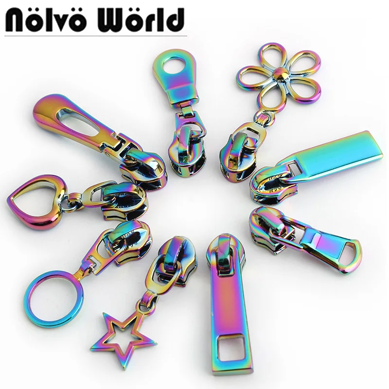 10-50pcs Rainbow 5# Nylon Coil Zipper Fashion Stars Puller for Make Bags Clothing Fashion Zipper Sliders DIY Sewing Accessories 10 50pcs fattonny shape 5 nylon metal zipper sliders head for tailor sewing clothes bags zip puller repair kit accessories