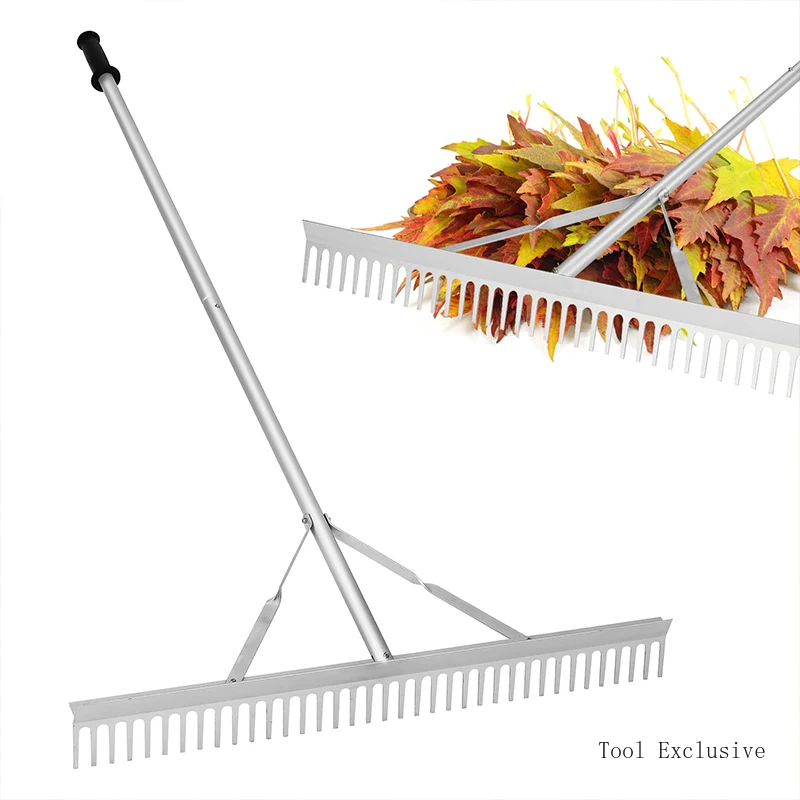 Aluminum Landscape Rake 36" Leaf Rake Tool For Loosening SoilLawn Care Weeding Lake Garden Pond Beach Landscaping Garden Tools