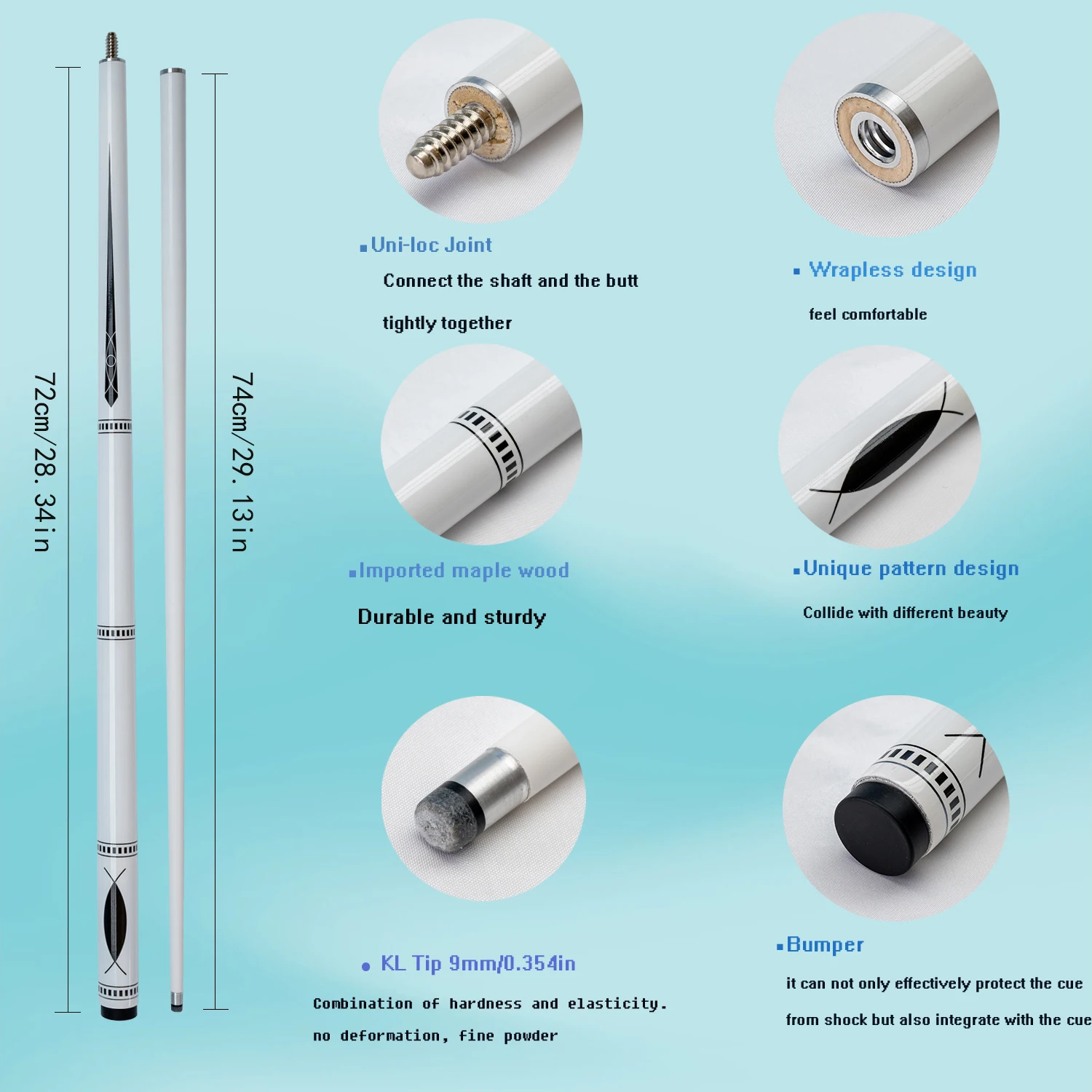 Carbon Fiber Billiard Cue with Protective Cover 9.5mm Tip Ideal for Chinese 8 Ball and American 9 Ball Players High Quality