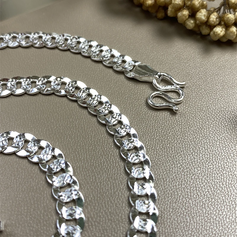 Collana Sottile Da Uomo Di Pepite Di Argento Puro E Solido - Foto 7