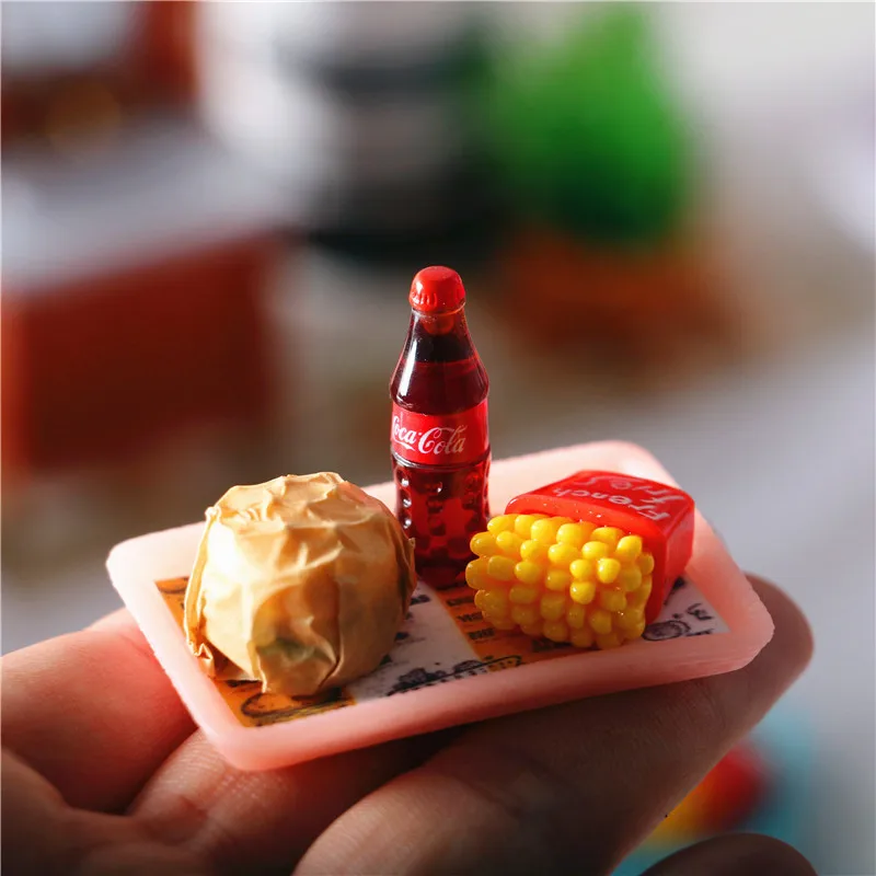 

Dollhouse miniature food play simulation hamburger french fries set decoration scene model OB11 small doll house accessories
