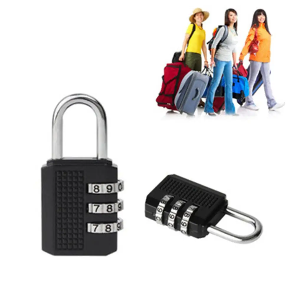 3 Digit Resettable Combination Padlock Luggage Case Padlock Box Black Lock Coded Lock School Gym Locker Sheds Free Shipping