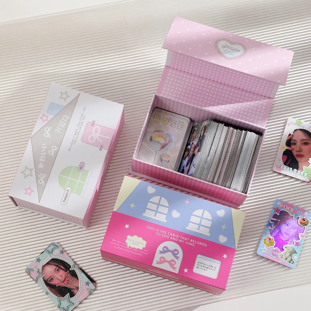 Kpop Photocards Toploader Collect Box Small Cards Storage Box Classification Stationery 3 inch House Series