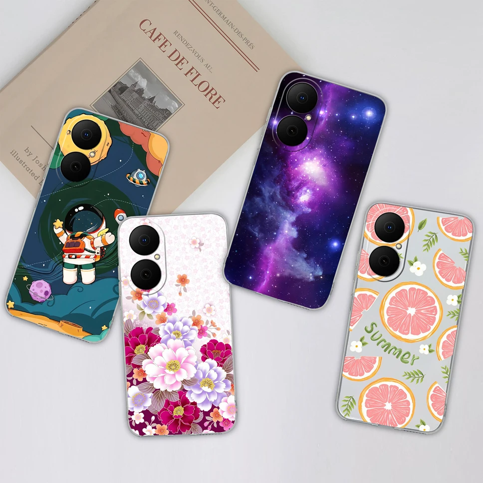 Lovely Flower Bear Transparent Soft TPU Case - Anti-Drop Silicone Back Cover