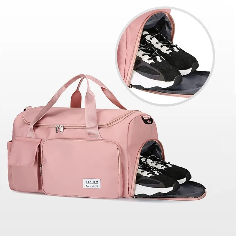 

Women's Gym Bag Waterproof Fitness Sports Travel Luggage Bags Duffle Training With Shoes Compartment Swimming Yoga Hiking