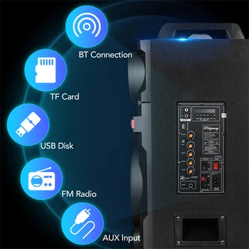 9000W Portable Bluetooth Speaker Heavy Bass Sound System Party Dual10 2