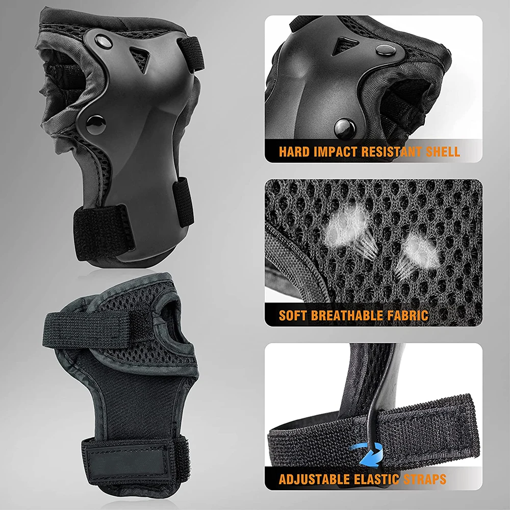 Sets de Protection Enfants Ados Adultes 6 Pièces Protège Genouillères Coudières Poignets Sport
