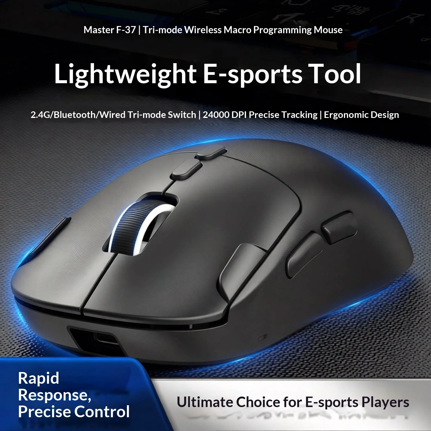 Zelotes 무선 게임용 마우스 F-37 트라이 모드 2 4G 블루투스 유선 매크로 프로그래밍 가능 경량 Esports 데스크탑 노트북 PC 게이머
