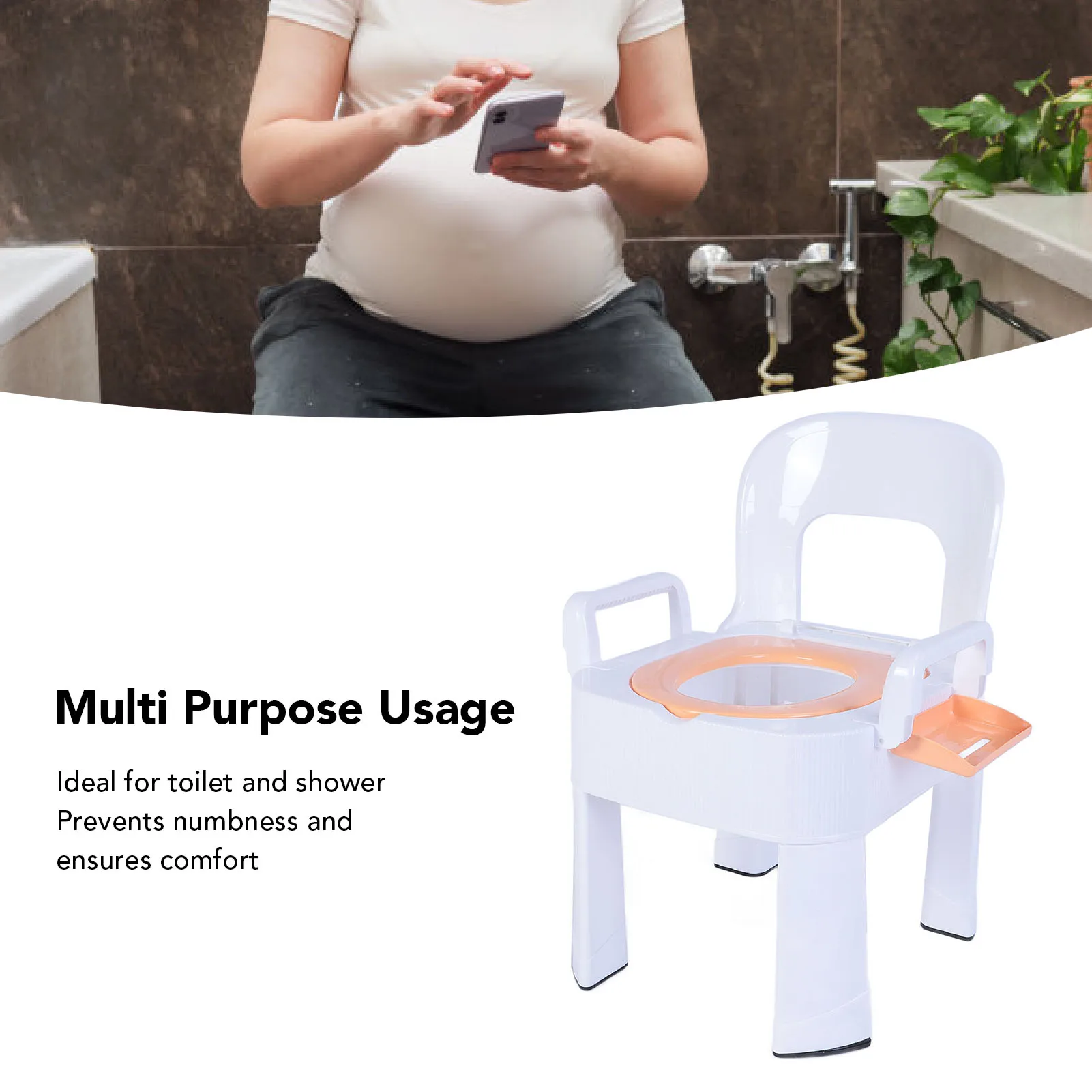 Commode Toilet Chair Easy To Clean Toilet Commode Anti Slip Foot Pad Backrest Cushion Extra Wide for Squat Toilet for Bathroom 6