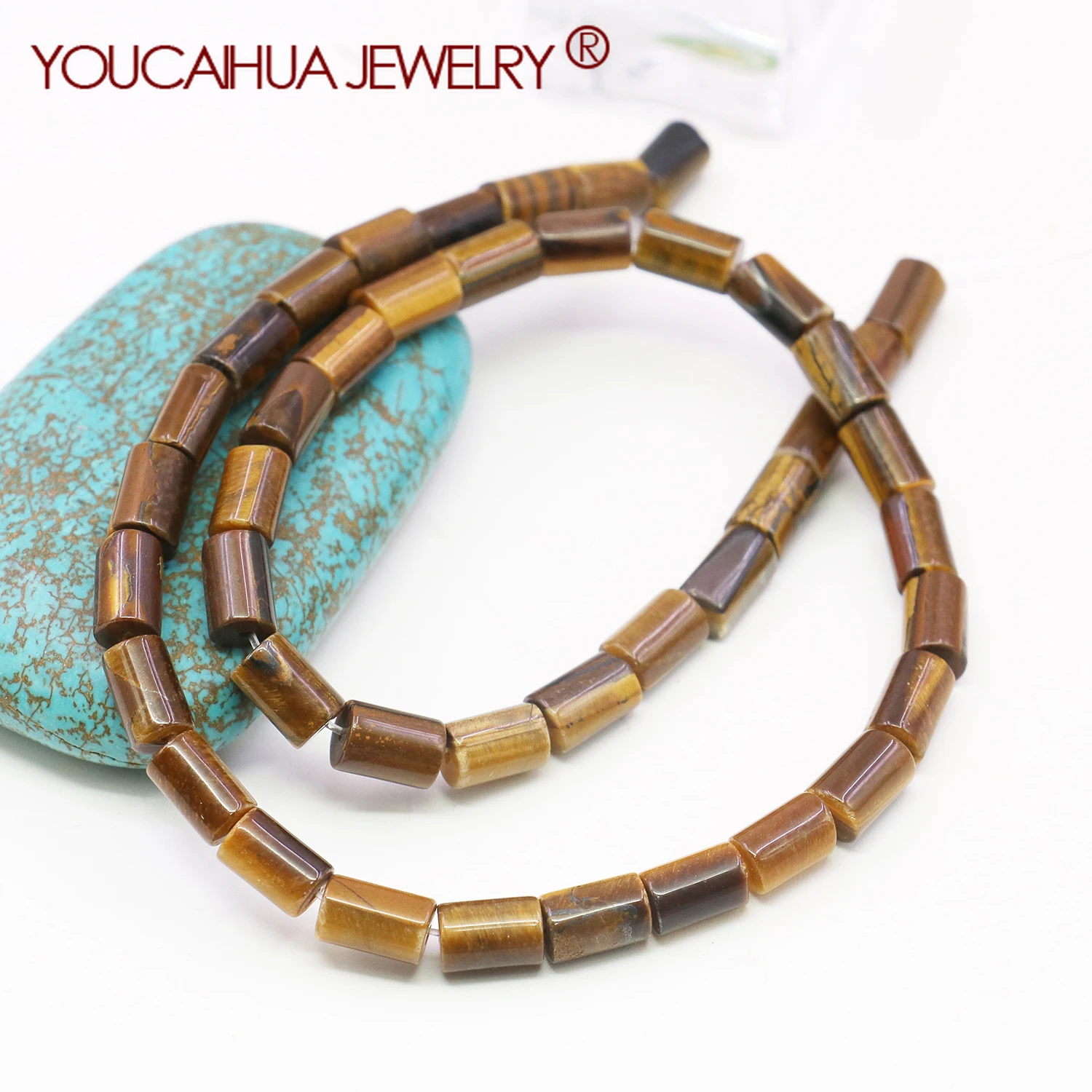 

6x9mm Natural Tiger Eye Loose Round Tube Beads, Multi-colored Chalcedony Jade Gemstone Jewelry Necklaces/bracelets for Men/Women