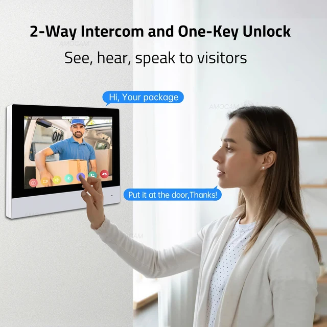 2 Wires Video Intercom System, 7“ Wireless WIFI Monitor 1080P Doorphone Camera Video Doorbell Code Password IC Card Tuya Unlock 4