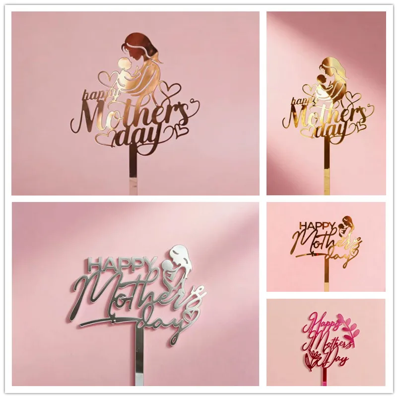 Elegant Gold & Red Acrylic MOM Cake Topper - Perfect for Mother's Day Celebrations & Birthday Parties