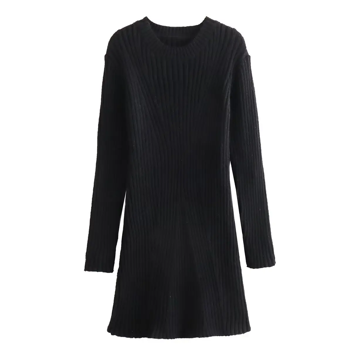 Vestido de moda de punto acanalado para mujer, cintura alta, suelto, vintage, con retazos, elegante, para fiesta, vestido de punto para mujer, minivestido
