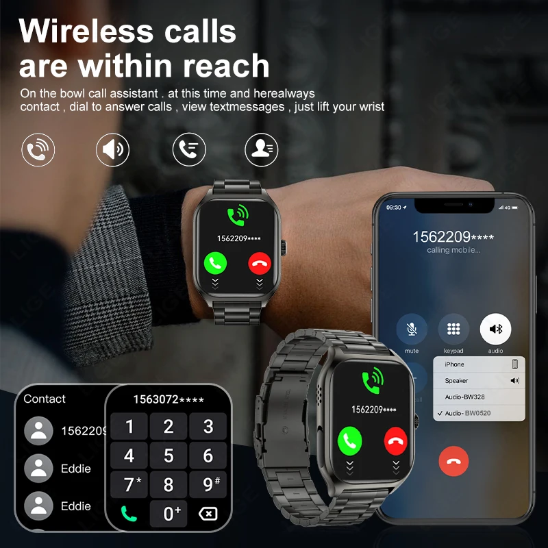 LIGE 2025 New Medical Diagnosis Smart Watch Men Blood Oxygen Heart Rate Monitoring Bluetooth Call Sports Health Smartwatch Women