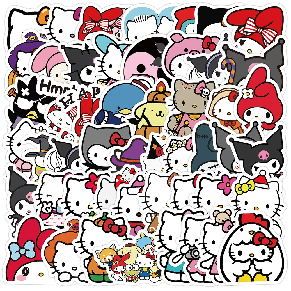 

10/30/50pcs Sanrio Cartoon Stickers for Kids Kawaii My Melody Hello Kitty Anime Decal Toy Waterproof Cute Kid Decoration Sticker