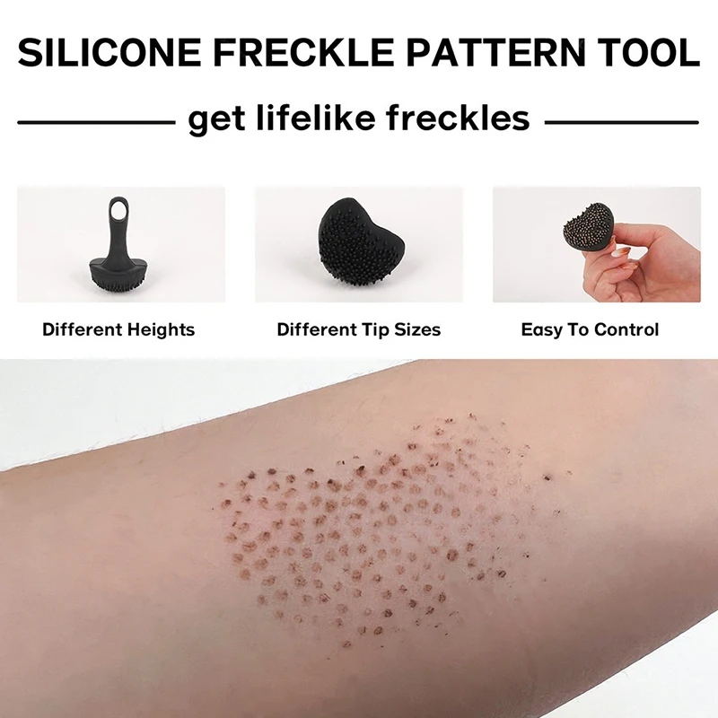 「Aux Freckles 실리콘 스탬프 천연 가짜 주근깨 메이크업 브러쉬 소프트 여성용 뷰티 주근깨 도트 스팟 보조 메이크업 도구」