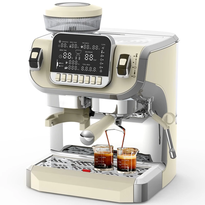Semi-Automatic Coffee Machine with Grinder & Steam...