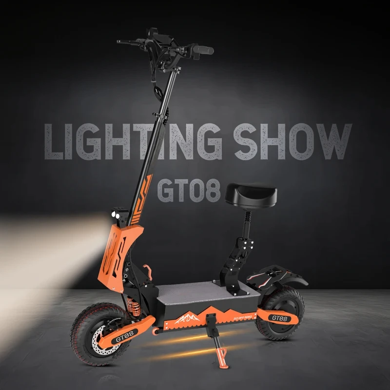 5600W Adult Electric Scooter-Dual Motor,50MPH Top Speed,60V27AH Battery,11-Inch Off-Road Tires,Folding Sport eScooter with Seat