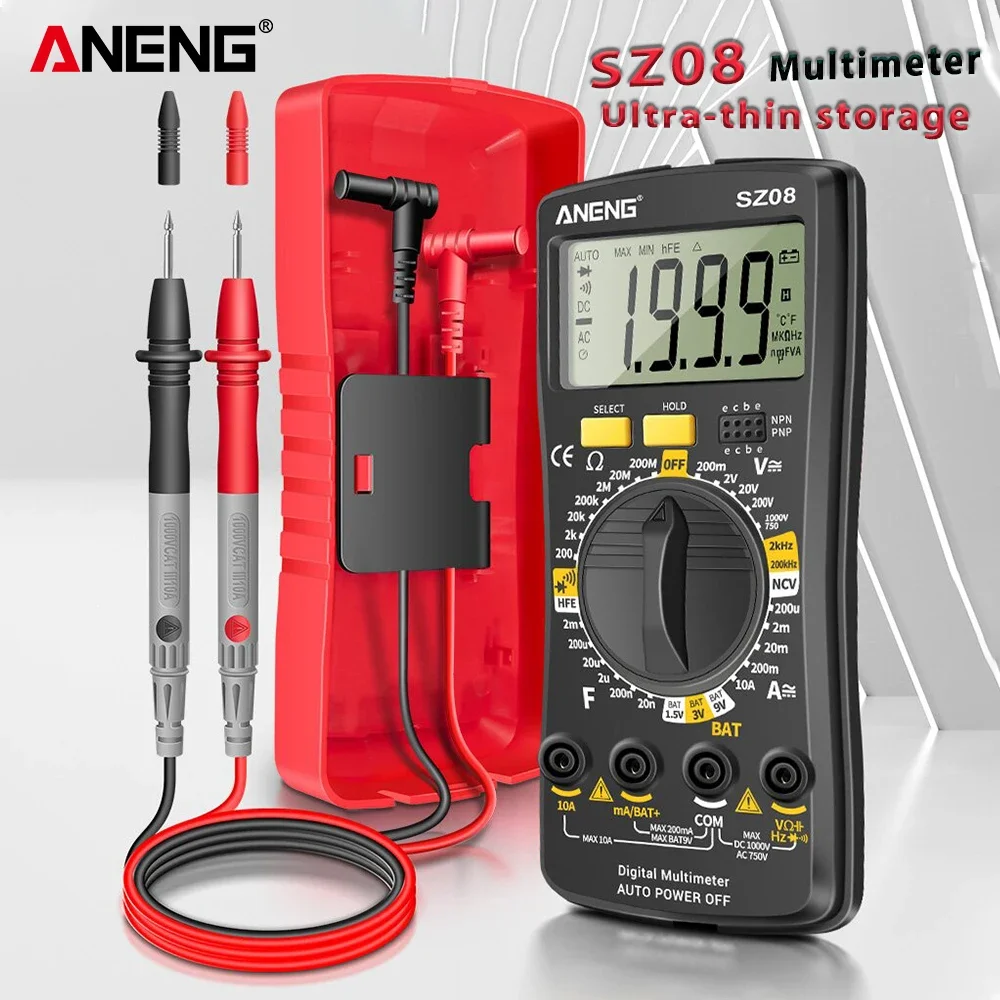 ANENG SZ08 Professional Digital Multimeter Ultra-thin Storage Meter Auto Voltmeter AC DC 220V Resistance Handhold Testers digital multimeter transistor tester multimeter tester voltage meter tester