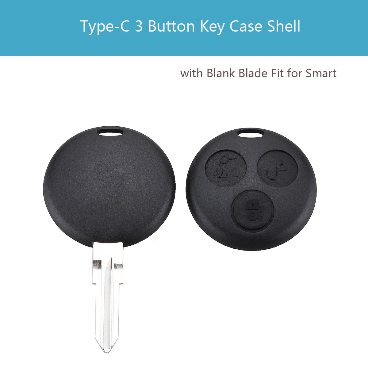 3 Buttons Car Key Shell Fob Uncut Blank Blade Remote Key Case Cover Fit for Mercedes-Benz Smart Fortwo 450 451 2007-2013