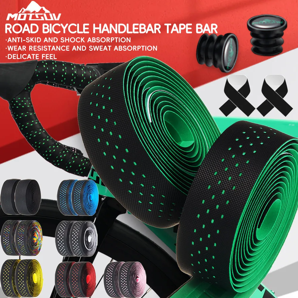 MOTSUV Road Bike Handlebar Tape Bike Accessories 1 Pair Cycling Soft PU EVA Anti-Slip Bicycle Bar Tape Bycicle Accessories