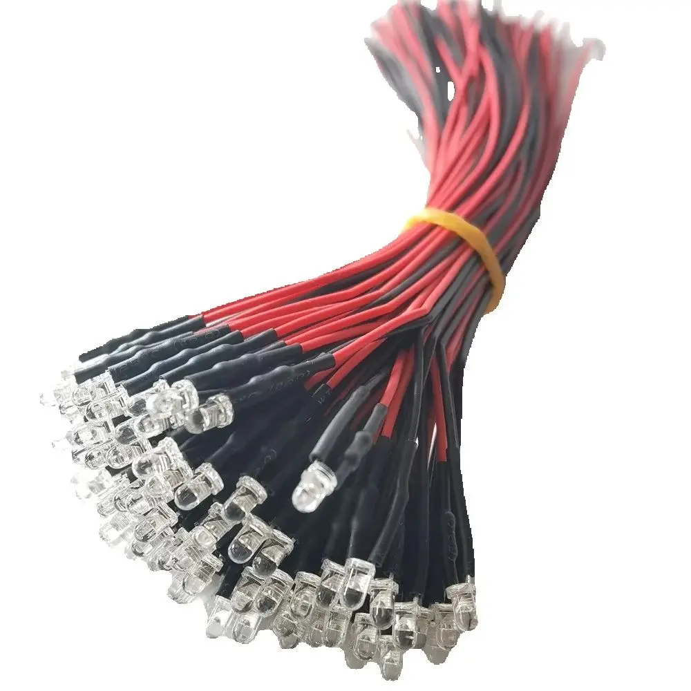 10 개/몫 DC 12V LED 다이오드 20cm 사전 유선 5mm LED 라이트 램프 전구 DIY 홈 인테리어에 대 한 미리 발광 다이오드 4 색