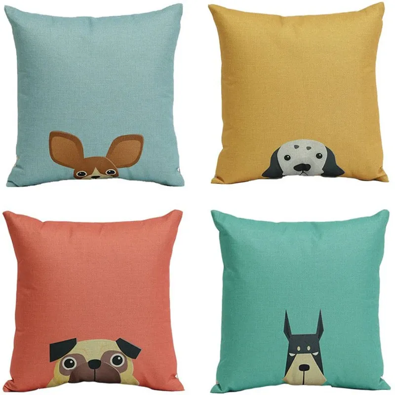 Cute Puppy Dog Federe Morty Funny Blue Red Pillows Case For Girls Room Interior For Home Decor Fodera Per Cuscino Camera Da Letto 45X45