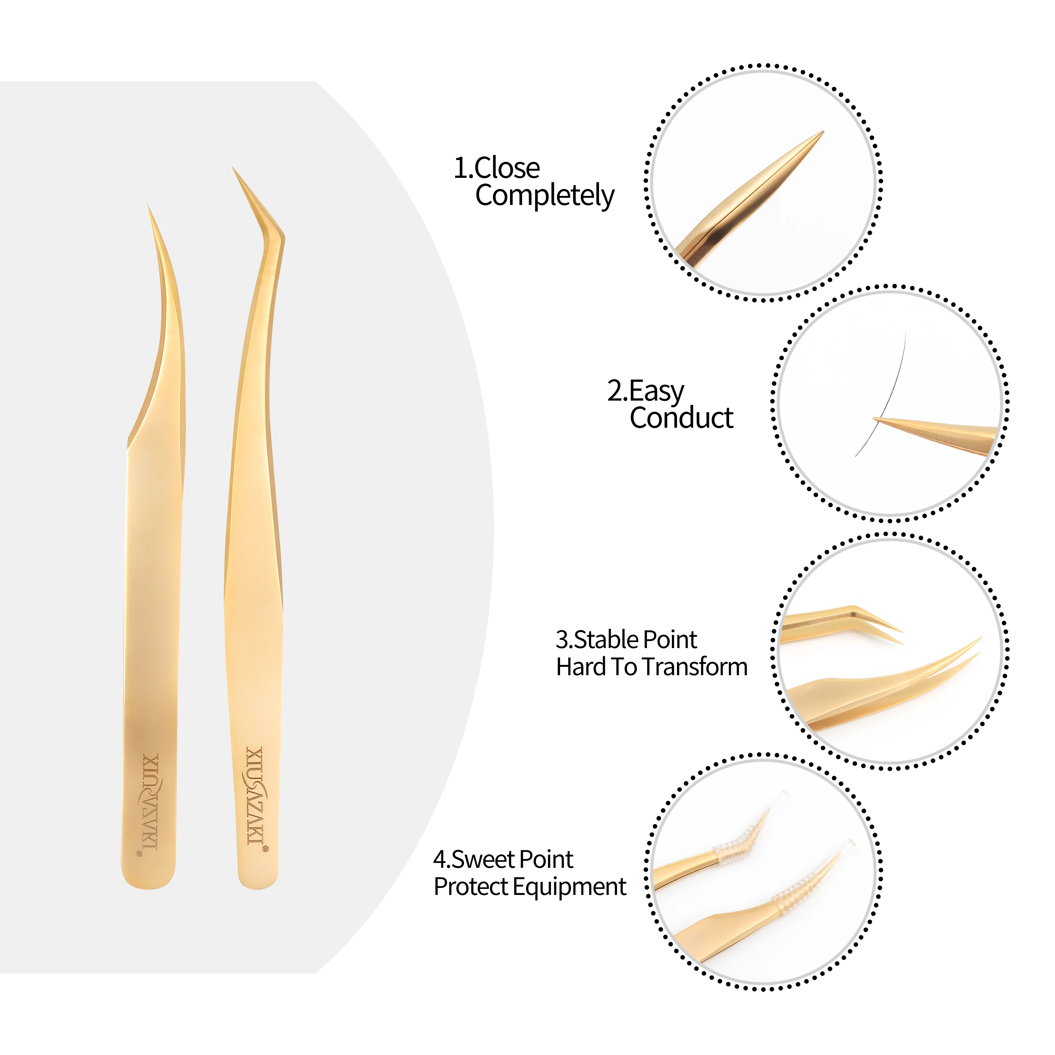 XIUSUZAKI High precision eyelash extension forceps, stainless steel eyelash 3D precise clip for makeup titanium alloy 3