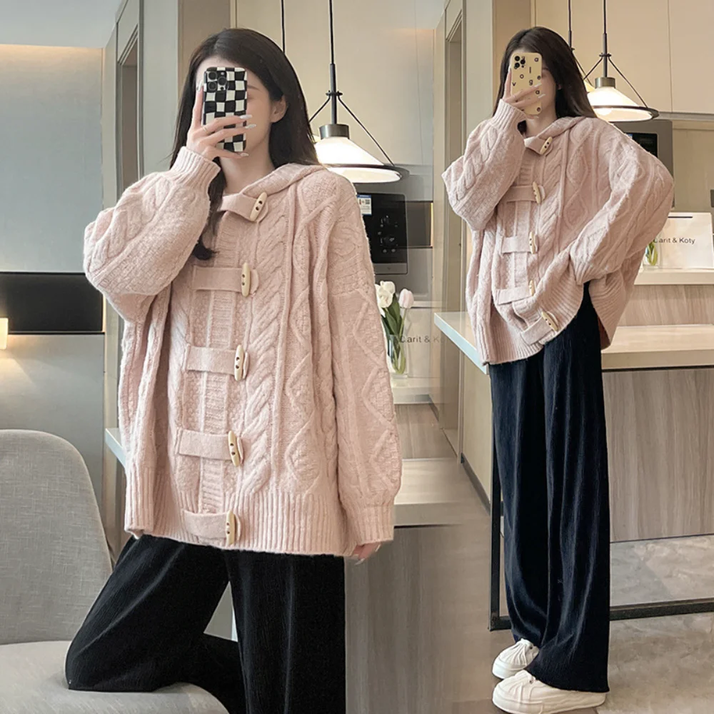Maternity Cardigan Sweater Coat New Autumn Winter Clothes For Pregnant Women Korean fashion Pregnancy photoshoot Jackets