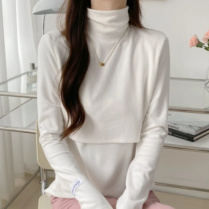 High Quality Knitted Nursing Maternity T-Shirts Autumn Winter Maternity Nursing Sweaters for Pregnant Women Breastfeeding Tops 2