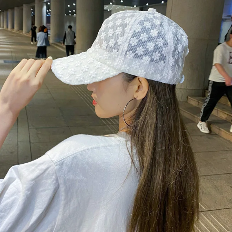 Lace Floral Sun Hat for Outdoor Sports-UV Protection Baseball Cap for Hiking, Running, Cycling-Casual and Fashionable Cap