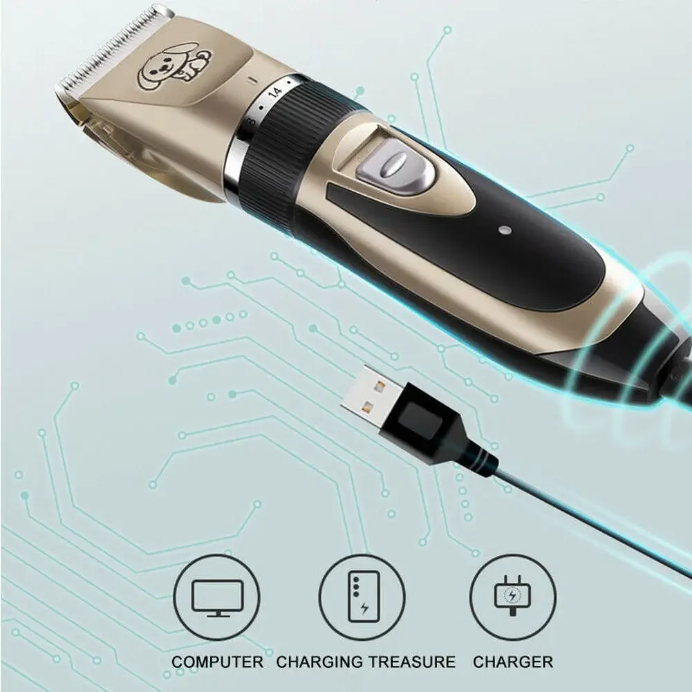 Electrical Pet Hair Trimmer Rechargeable Low Noise Dog Cat Hair Clippers Kit Cutter Machine Grooming Shaver Scissor
