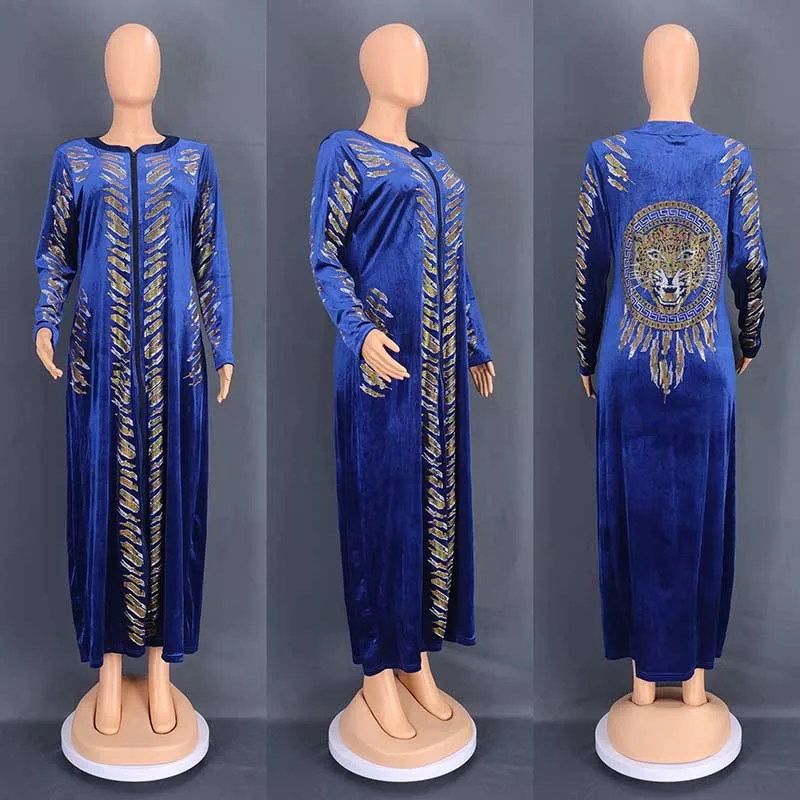 Velvet Maxi Dress African Clothes For Women Letter Robe Africa Clothing Sequins O Neck Short Sleeve African Dresses Plus Size 4X