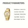 5 PCS Set Gold Watch Women Luxury Ring Necklace Earrings Rhinestone Fashion Wristwatch Female Casual Watches Bracelet Set 3